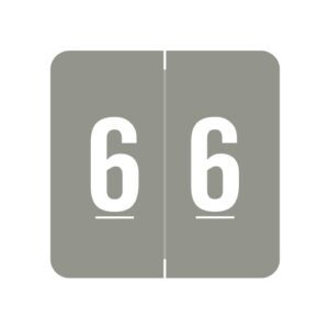 Acme Compatible Numeric Labels, Number "6", Grey, Laminated Stock, 1-1/2" X 1-1/2" Individual Numbers - Roll of 500 - Image 1