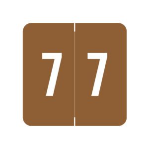 Acme Compatible Numeric Labels, Number "7", Brown, Laminated Stock, 1-1/2" X 1-1/2" Individual Numbers - Roll of 500 - Image 1