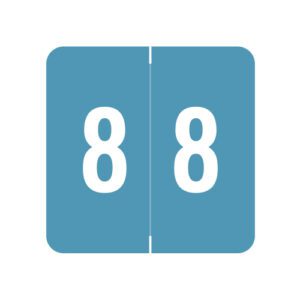 Acme Compatible Numeric Labels, Number "8", Light Blue, Laminated Stock, 1-1/2" X 1-1/2" Individual Numbers - Roll of 500