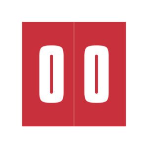 Ames Compatible Numeric Labels, Number "0" Red, Laminated Stock, 1-7/8" X 1-7/8" Individual Numbers - Roll of 500