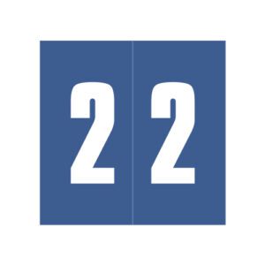 Ames Compatible Numeric Labels, Number "2" Blue, Laminated Stock, 1-7/8" X 1-7/8" Individual Numbers - Roll of 500