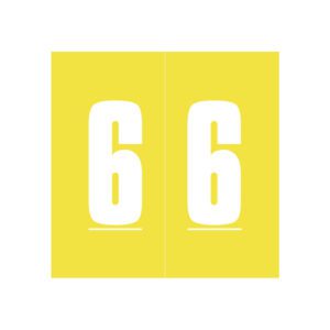 Ames Compatible Numeric Labels, Number "6" Yellow, Laminated Stock, 1-7/8" X 1-7/8" Individual Numbers - Roll of 500