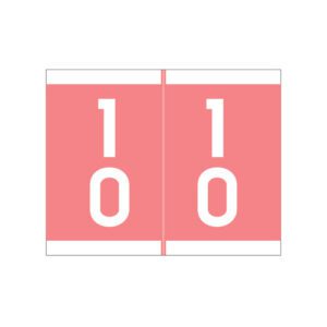 Barkley DAVM Compatible Double Digit Labels, Number "10" , Pink, Laminated Stock, 1-3/16" X 1-1/2" Individual Numbers - Roll of 500