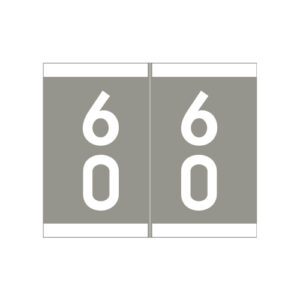 Barkley DAVM Compatible Double Digit Labels, Number "60" , Gray, Laminated Stock, 1-3/16" X 1-1/2" Individual Numbers - Roll of 500 - Image 1