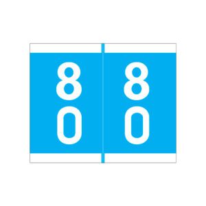 Barkley DAVM Compatible Double Digit Labels, Number "80" , Blue, Laminated Stock, 1-3/16" X 1-1/2" Individual Numbers - Roll of 500 - Image 1