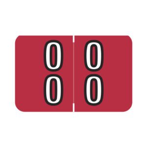 Barkley DBKM Compatible Double Digit Labels, Number "00" , Red, Laminated Stock, 1-1/2" X 1" Individual Numbers - Roll of 500 - Image 1