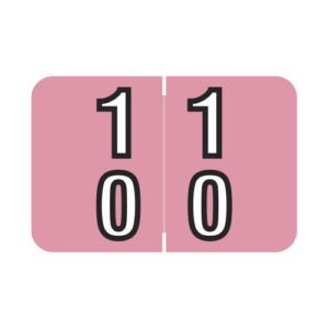 Barkley DBKM Compatible Double Digit Labels, Number "10" , Pink, Laminated Stock, 1-1/2" X 1" Individual Numbers - Roll of 500