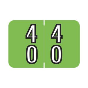Barkley DBKM Compatible Double Digit Labels, Number "40" , Green, Laminated Stock, 1-1/2" X 1" Individual Numbers - Roll of 500 - Image 1