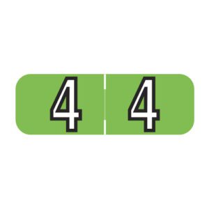 Barkley NBAM Compatible Mini Numeric Labels, Number "4", Green, Laminated Stock, 1/2" X 1-1/2" Individual Numbers - Roll of 500