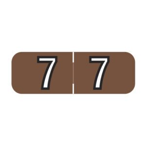 Barkley NBAM Compatible Mini Numeric Labels, Number "7", Brown, Laminated Stock, 1/2" X 1-1/2" Individual Numbers - Roll of 500 - Image 1