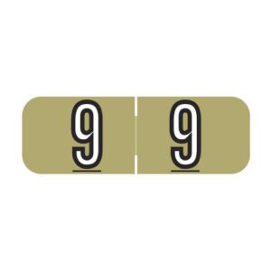 Barkley NBAM Compatible Mini Numeric Labels, Number "9", Gold, Laminated Stock, 1/2" X 1-1/2" Individual Numbers - Roll of 500 - Image 1