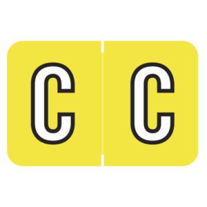 Barkley FABKM Compatible Alpha Labels, Letter "C", Yellow, Laminated Stock, 1" X 1-1/2" Individual Letters - Pack of 225