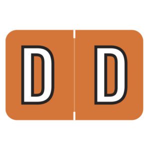 Barkley FABKM Compatible Alpha Labels, Letter "D", Dark Orange, Laminated Stock, 1" X 1-1/2" Individual Letters - Pack of 225