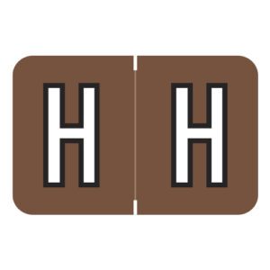 Barkley FABKM Compatible Alpha Labels, Letter "H", Brown, Laminated Stock, 1" X 1-1/2" Individual Letters - Pack of 225 - Image 1