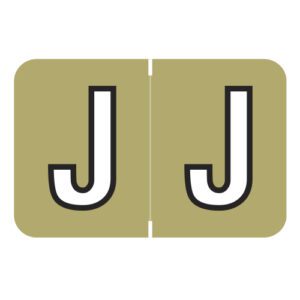 Barkley ABKM Compatible Alpha Labels, Letter "J", Gold, Laminated Stock, 1" X 1-1/2" Individual Letters - Roll of 500