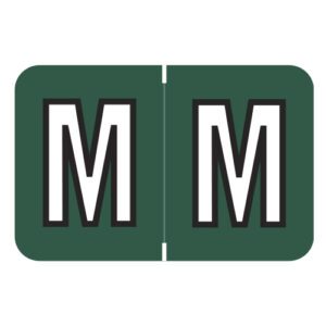 Barkley FABKM Compatible Alpha Labels, Letter "M", Dark Green, Laminated Stock, 1" X 1-1/2" Individual Letters - Pack of 225 - Image 1