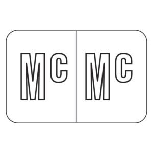 Barkley ABKM Compatible Alpha Labels, Letter "Mc", White, Laminated Stock, 1" X 1-1/2" Individual Letters - Roll of 500