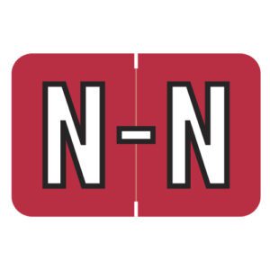 Barkley ABKM Compatible Alpha Labels, Letter "N", Red, Laminated Stock, 1" X 1-1/2" Individual Letters - Roll of 500 - Image 1