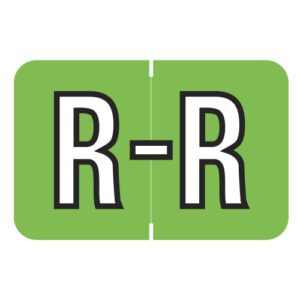 Barkley FABKM Compatible Alpha Labels, Letter "R", Light Green, Laminated Stock, 1" X 1-1/2" Individual Letters - Pack of 225 - Image 1