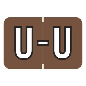 Barkley FABKM Compatible Alpha Labels, Letter "U", Brown, Laminated Stock, 1" X 1-1/2" Individual Letters - Pack of 225 - Image 1
