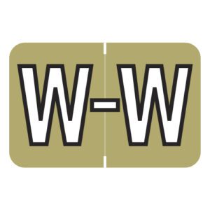 Barkley FABKM Compatible Alpha Labels, Letter "W", Gold, Laminated Stock, 1" X 1-1/2" Individual Letters - Pack of 225 - Image 1