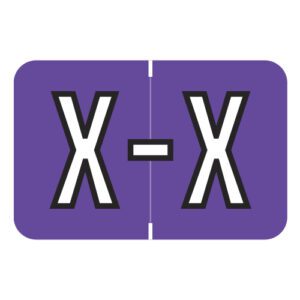 Barkley ABKM Compatible Alpha Labels, Letter "X", Purple, Laminated Stock, 1" X 1-1/2" Individual Letters - Roll of 500 - Image 1