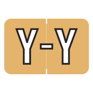Barkley ABKM Compatible Alpha Labels, Letter "Y", Light Orange, Laminated Stock, 1" X 1-1/2" Individual Letters - Roll of 500