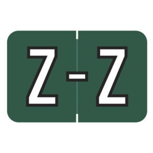 Barkley ABKM Compatible Alpha Labels, Letter "Z", Green, Laminated Stock, 1" X 1-1/2" Individual Letters - Roll of 500 - Image 1