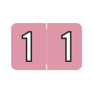 Barkley NBKM Compatible Numeric Labels, Number "1", Pink, Laminated Stock, 1" X 1-1/2" Individual Numbers - Roll of 500
