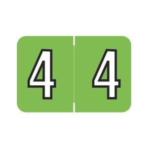 Barkley NBKM Compatible Numeric Labels, Number "4", Green, Laminated Stock, 1" X 1-1/2" Individual Numbers - Roll of 500