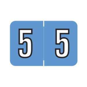 Barkley NBKM Compatible Numeric Labels, Number "5", Blue, Laminated Stock, 1" X 1-1/2" Individual Numbers - Roll of 500