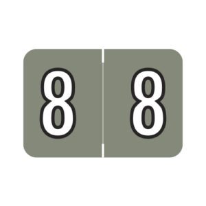 Barkley NBKM Compatible Numeric Labels, Number "8", Grey, Laminated Stock, 1" X 1-1/2" Individual Numbers - Roll of 500