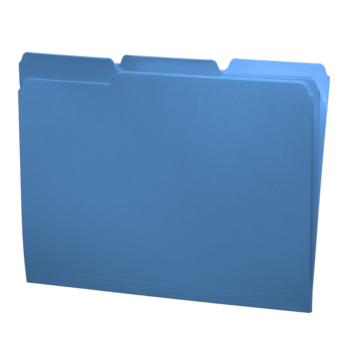 11 pt Blue Folders, 1/3 Cut Top Tab Assorted, Letter Size (Box of 100