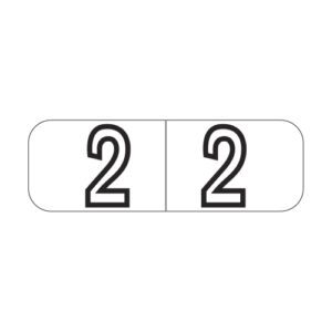 Barkley NBWM Compatible Mini Numeric Labels, Number "2", White, Laminated Stock, 1/2" X 1-1/2" Individual Numbers - Roll of 500