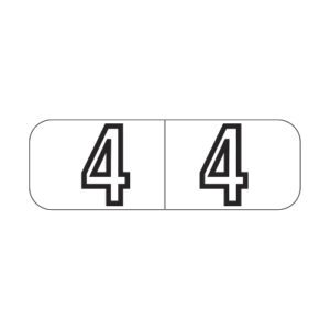 Barkley NBWM Compatible Mini Numeric Labels, Number "4", White, Laminated Stock, 1/2" X 1-1/2" Individual Numbers - Roll of 500