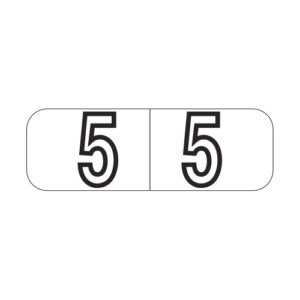 Barkley NBWM Compatible Mini Numeric Labels, Number "5", White, Laminated Stock, 1/2" X 1-1/2" Individual Numbers - Roll of 500