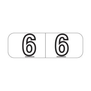 Barkley NBWM Compatible Mini Numeric Labels, Number "6", White, Laminated Stock, 1/2" X 1-1/2" Individual Numbers - Roll of 500