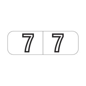 Barkley NBWM Compatible Mini Numeric Labels, Number "7", White, Laminated Stock, 1/2" X 1-1/2" Individual Numbers - Roll of 500