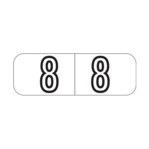 Barkley NBWM Compatible Mini Numeric Labels, Number "8", White, Laminated Stock, 1/2" X 1-1/2" Individual Numbers - Roll of 500