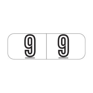 Barkley NBWM Compatible Mini Numeric Labels, Number "9", White, Laminated Stock, 1/2" X 1-1/2" Individual Numbers - Roll of 500
