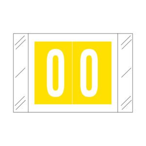 Col'R'Tab Compatible Numeric Labels, Number "0", Yellow, Laminated Stock, 1" X 1-1/2" Individual Numbers - Roll of 500