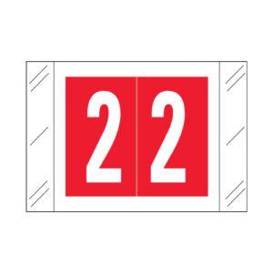 Col'R'Tab Compatible Numeric Labels, Number "2", Red, Laminated Stock, 1" X 1-1/2" Individual Numbers - Roll of 500