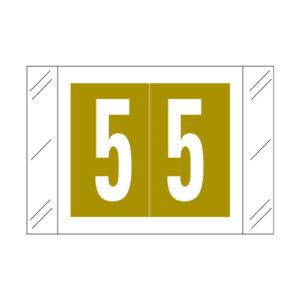 Col'R'Tab Compatible Numeric Labels, Number "5", Gold, Laminated Stock, 1" X 1-1/2" Individual Numbers - Roll of 500