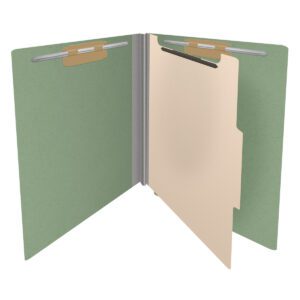 Pressboard Classification Folders, Full Cut End Tab, Letter Size, 1 Divider, Green (Box of 10) - Image 4