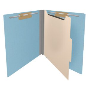 Pressboard Classification Folders, Full Cut End Tab, Letter Size, 1 Divider, Light Blue (Box of 10) - Image 4