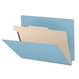 Pressboard Classification Folders, Full Cut End Tab, Letter Size, 1 Divider, Light Blue (Box of 10)