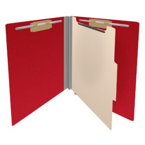 Pressboard Classification Folders, Full Cut End Tab, Letter Size, 1 Divider, Red (Box of 10) - Image 4