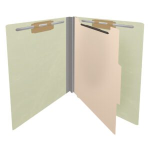 Pressboard Classification Folders, Full Cut End Tab, Letter Size, 1 Divider, Light Green (Box of 10) - Image 4