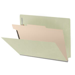 Pressboard Classification Folders, Full Cut End Tab, Letter Size, 1 Divider, Light Green (Box of 10)