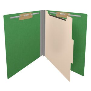 Pressboard Classification Folders, Full Cut End Tab, Letter Size, 1 Divider, Moss Green (Box of 10) - Image 4
